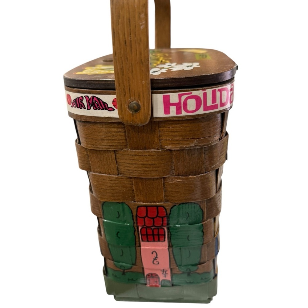 Caro Nan Signed Woven with handles Hand Painted Purse 1970’s Town of Los Gatos - Picture 9 of 11